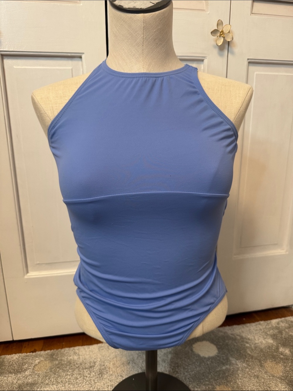 Sleeveless High-Neck Dance Bodysuit in Periwinkle